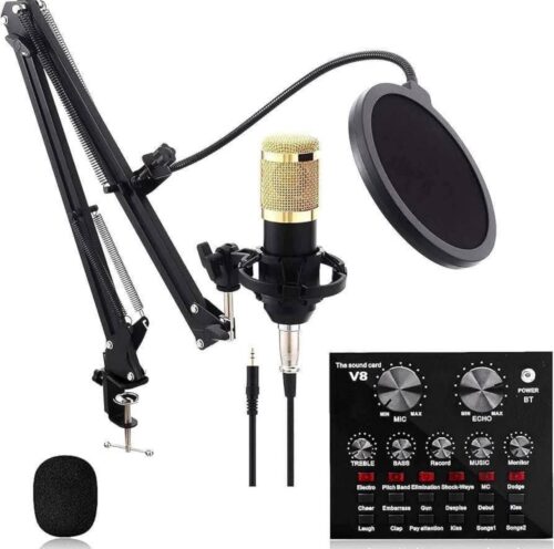 Condenser Microphone Kit With Live V8 Sound Card Audio Mixer