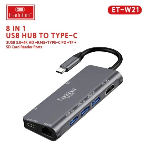 Earldom Multi Stripe t ype C Card Reader Mobile Phone Smart USB C PD Card Reader Online SD Type C USB HUB