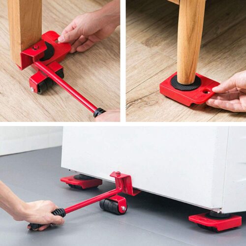 Furniture Lifter Mover Tool Set Heavy Duty Furniture Lifter with 4 Sliders for Easy and Safe Moving, 360 Degree Rotatable Pads for Sofas, and Refrigerators