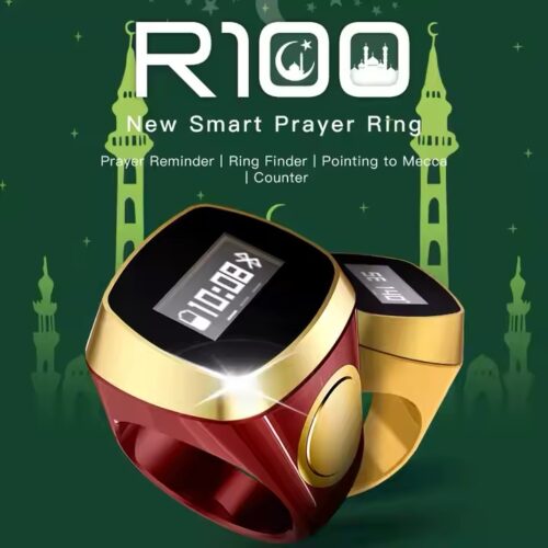 Muslim Digital Ring, Smart Tally Counter Rings, Rechargeable Muslims Digital Time Reminder, OLED-Display Screen, Ring Counter Prayer Reminder, Prayer Time Reminders 20mm