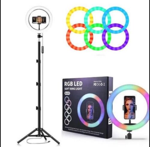 12 inch MJ33 RGB soft ring light Circle Photography Lighting 16 colour Led RGB Ring Light with Phone