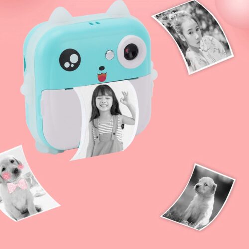 Child Selfie Camera Toy, Automatic Focusing Children Digital Print Camera with 3 Rolls Print Paper for Gift ro