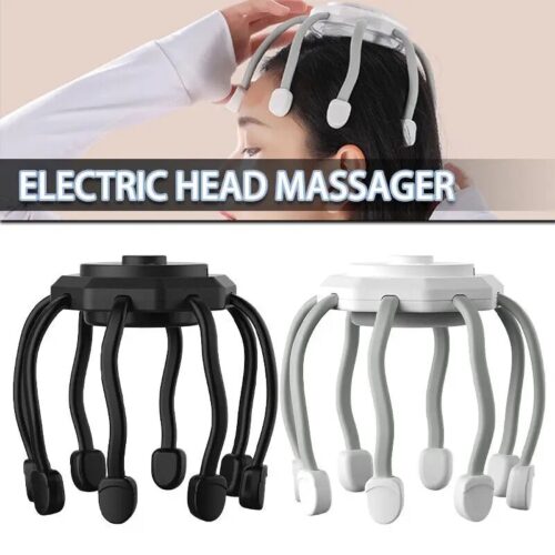 Electric Head Massager Vibration Head Scratcher Octopus Scalp Massage with 3 Modes for Stress Relax Migraine Relief Deep Sleep FG
