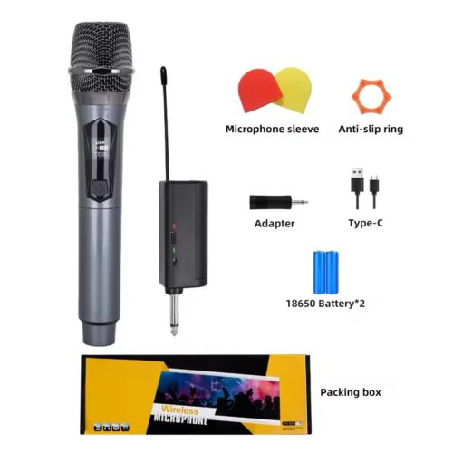 Wireless Microphone 18650 Rechargeable Handheld Microphones 2 Channels Karaoke Microphone Mic Receiver