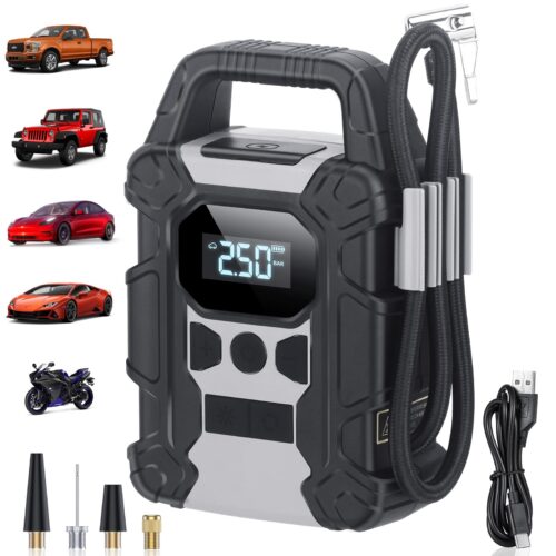 Tire Inflator Portable Air Compressor Tire Car Air Pump(150PSI) - DC 12V Cordless Battery Powered, Handheld Smart Pump Tire Inflator Digital Pressure Gauge for Car, Bike, Ball, Motorcycles ps
