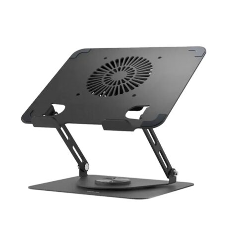 Green Lion Adjustable Laptop Stand with Cooling Fan - Black