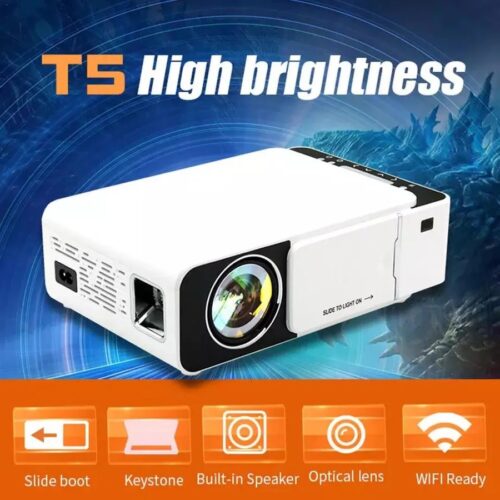 T5 Portable LED 1080P Video HD Projector 100 ANSI Lumens 800*400 Wi-Fi Ready With HDMI, VGA, AV, USB, SD Card