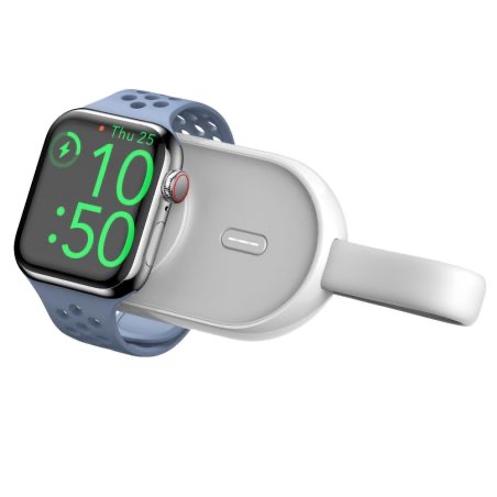 VEGER Wireless power bank with LEDs - 1200mAh capacity - USB-C input - Wireless output for AppleWatch - Charges 1 device - White color