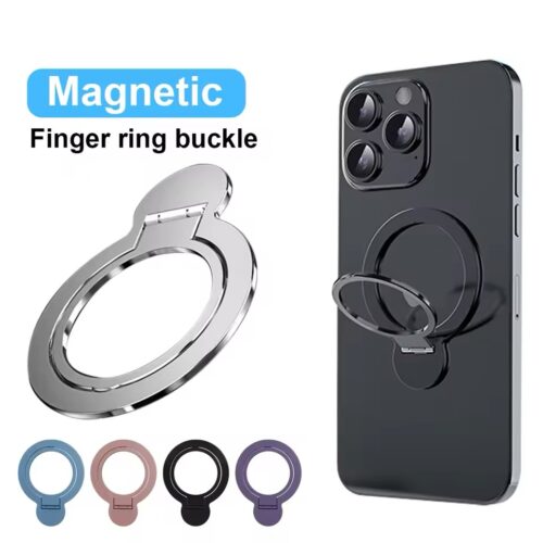 Magnetic Phone Holder Ultra Thin Metal Ring Holder For iPhone 15 Xiaomi Magsafe Adhesive Kickstand Support