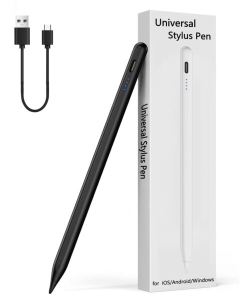 Universal Stylus Pen for iOS & Android Touch Screens - Compatible with iPhone, Android Phones, iPad, Samsung Tablets - Drawing & Writing (I - Black - Universal 4 Lights)