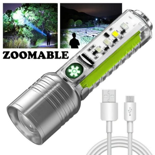 2 PCS 
Outdoor LED Multifunctional Zoom White Mini Rechargeable Strong Flashlight
