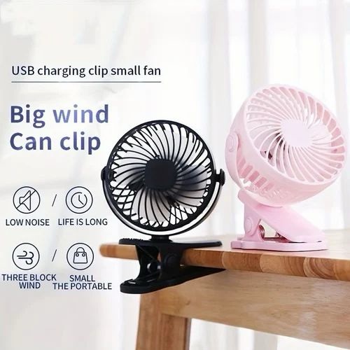 4 Portable Mini Rechargeable Clip Fan Desk Battery Operated Fan, 45 W Fs