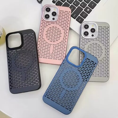 Skeleton Metallic Paint Hard Armour Phone Case For iPhone 16 15 14 13 12 11 Pro Max Magnetic For Magsafe Wireless Charge Cover