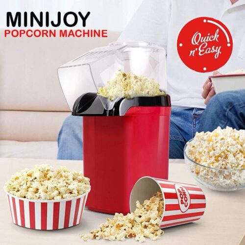 Popcorn Maker Machine,1200W Hot Air Popcorn Popper Maker with Top Lid, 2 Minutes Fast Electric Popcorn Poppers, No Oil Needed, Healthy Snack, BPA-Free.(red color)Dg