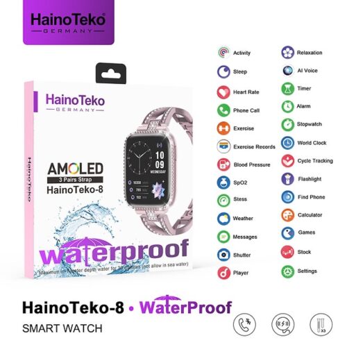 HainoTeko-8 Germany Ladies Smart Watch Free 3 Strap