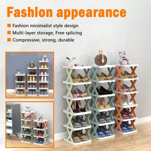 Easy to Assemble Shelves Multipurpose Plastic Rack | Shelves | Book Shelve | Shoes Storage Rack | for Home Shoe Stand (6 Layer)