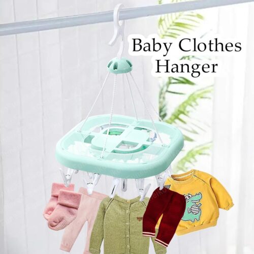 Clips Hanger for Clothes Drying, Plastic Square Shape Cloth Drying Hanging Hanger with 24 Clips/Pegs, Baby Clothes Hanger, Clips for Cloth Hanging, Cloth Clips lc