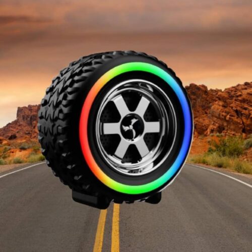 Tyre speakerPortable Wireless Bluetooth Speaker with Powerful Sound and Enhanced bass, offering 5 Hours of Battery Life. Includes a Built-in mic and is Compatible with iOS, Android, and laptops.DC