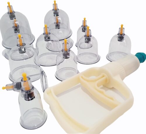 Hijama Kit 12 Pieces Professional Kine Kit, 12 Chinese Suction Cups, Anti-Cellulite Relieve Your Pains, Fatigue. Acupuncture, Cupping Therapy, Gentle Medicine. Massage and Relaxation dic