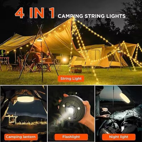 4in1 Camping Strip Light LED Atmosphere 10M Length Waterproof Recyclable Light Belt Outdoor Garden Decoration Lamp for Tent Room
