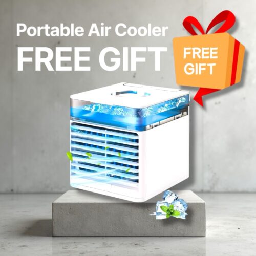 Portable Air Cooler FREE GIFT 🎁 , Evaporative Cooling Fan USB Small Personal Space Air Conditioner Cooler and Humidifier, Air Cooler Desk Fan Cooling with 7 LED Lights for Home Office Ml