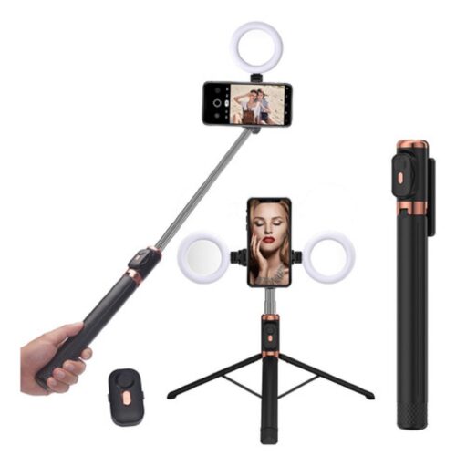 Selfie Stick Tripod Selfie Stick with Wireless Remote, Portable Phone Tripod Compatible with all phones