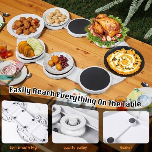 Expandable, Serving Tray Tabletop 360° Rotating for Rectangular & Oblong Tables, Turntable Tray Reusable Portable for Kitchen And Pantry Cabinet Dining Table,8 Dishes