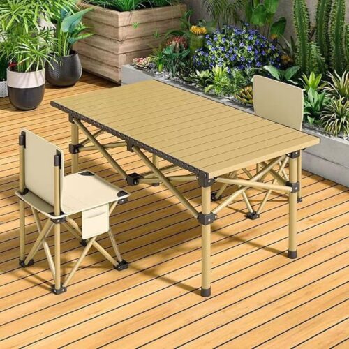 Camping Table and Chair Set, Outdoor Folding Table and Chair, 5/7 Piece Set, Camping Supplies, Storage Bag Included, Lightweight, Portable, Easy Assembly, Suitable for All Types of Outdoor Activities