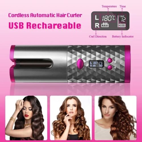 Automatic Rotating Hair Curler Ceramic Wireless Hair Curling Iron USB Rechargeable LED Display Curling Wave Hair Styer