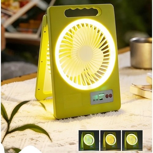 Portable Fan Rechargeable with Solar Panel 2-in-1, 3 Speeds Cordless Battery Powered Fan with Led Lantern,Timer, Quiet USB-C Table Fan for Travel Tent Hurricane Office Home Bedroom