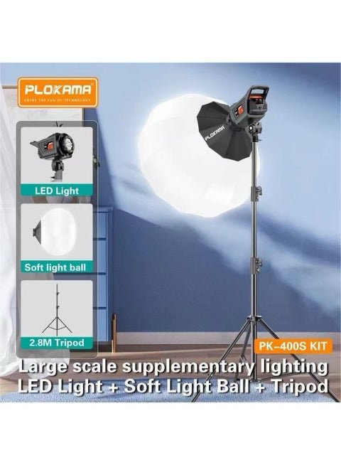Plokama PK-400s Video Light Kit – Professional Photography & Videography Lighting Kit with Adjustable Brightness, CRI 95+ LED Spotlights, Fill Light with Stand, Softbox & Remote for Studio, YouTube, Filmmaking